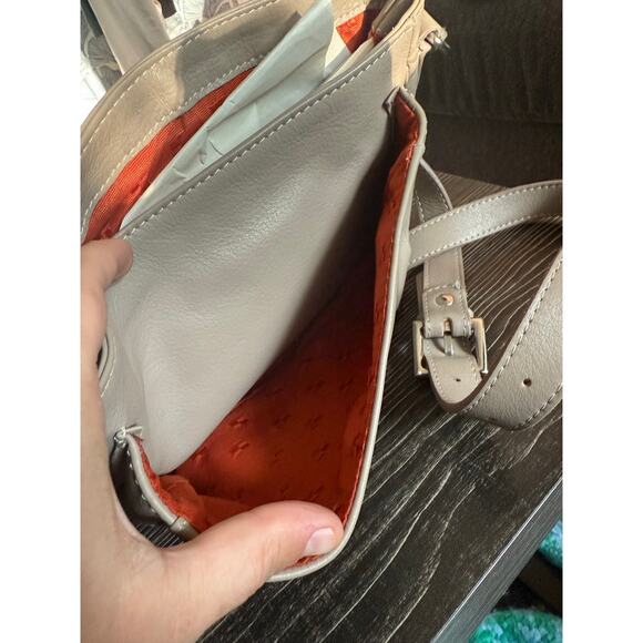 AGUSTINO Grey Double Buckle Tri-Compartment Crossbody - Picture 4 of 8